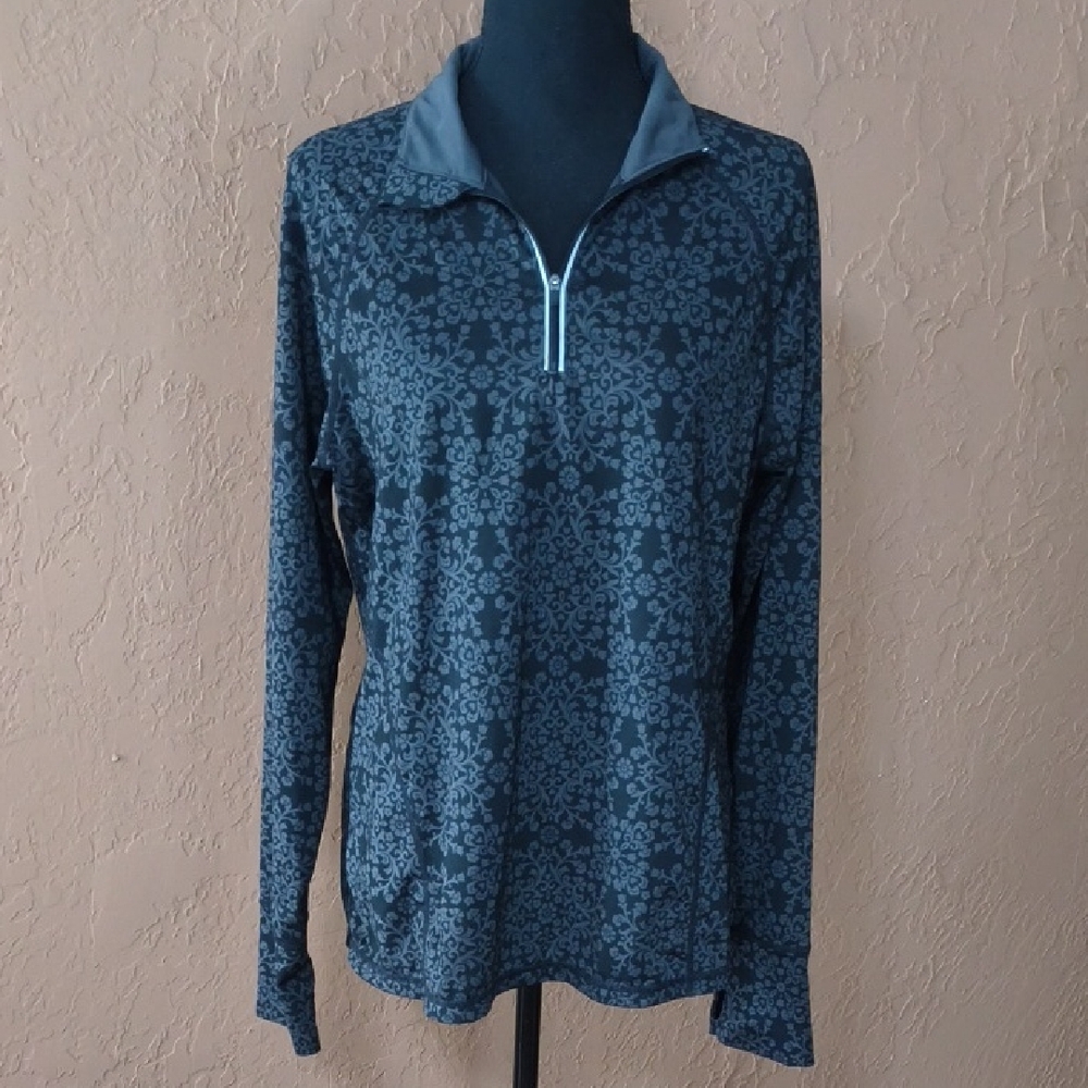 Ideology Charcoal Women's Dark Gray Quarter-Zip Pullover Size Large